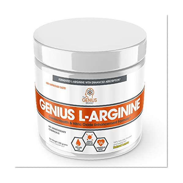 Book Cover Genius L ARGININE Powder - Fermented L-Arginine Nitric Oxide Supplement, Natural Muscle Builder & NO Booster for Healthy Blood Pressure, Protein Synthesis and Strength Building, Lemon, 30 Sv