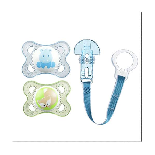 Book Cover MAM Pacifiers and Baby Pacifier Clip, Baby Pacifier 0-6 Months and Baby Pacifier Clip, Best Pacifier for Breastfed Babies, 'Animal' Design Collection, Boy, 3-Count