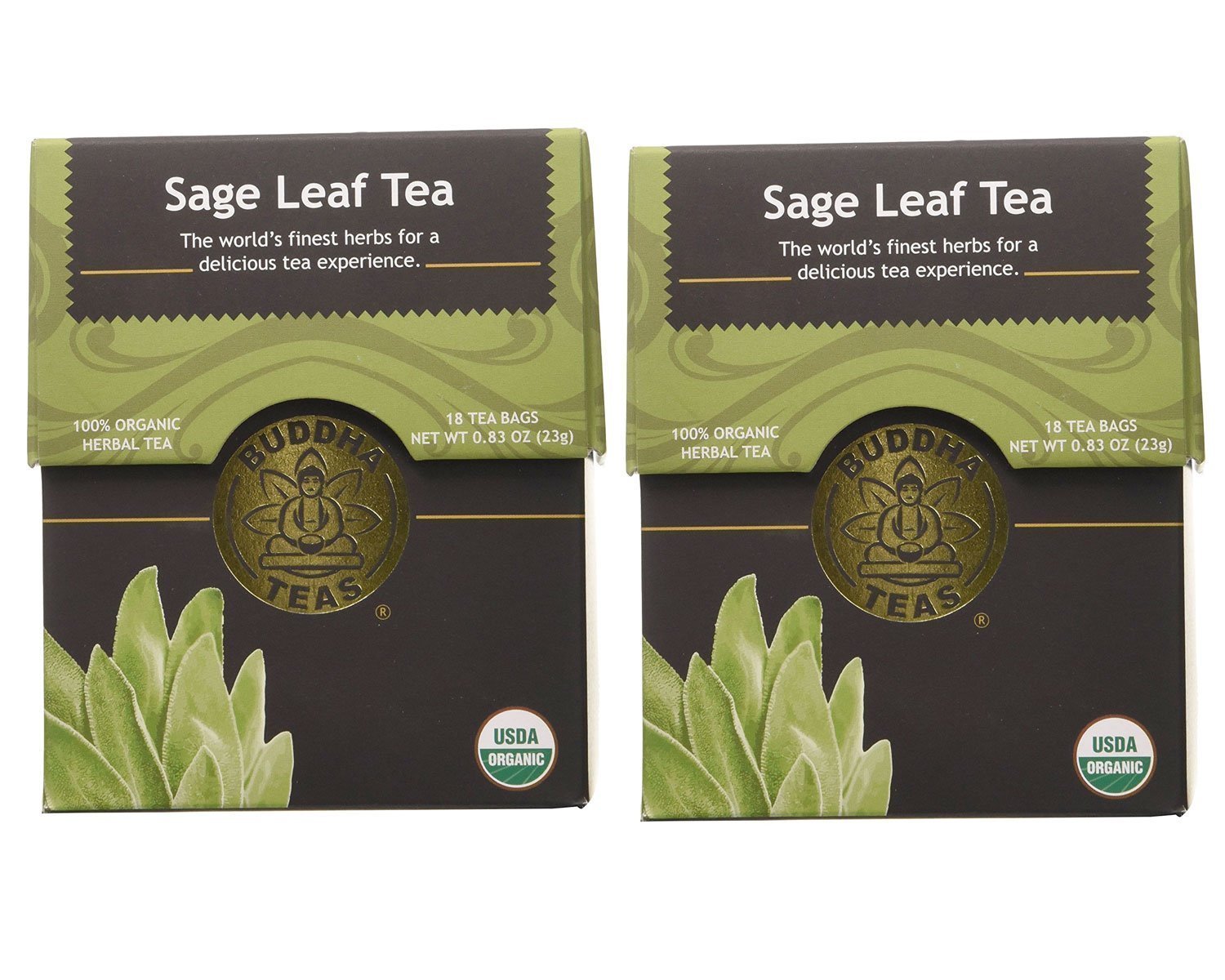 Book Cover Organic Sage Leaf Tea - Kosher, Caffeine Free, GMO-Free - 18 Bleach Free Tea Bags (Pack of 2)