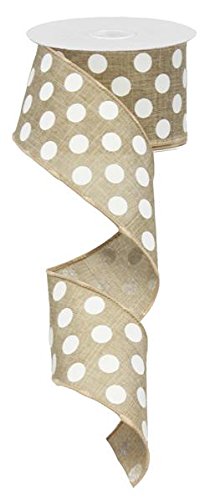 Ex=pressions Polka Dot Wired Edge Ribbon (2.5", Beige White) - 10 Yards : RG0120701