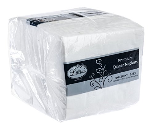 Premium White Napkins, 1/4 Fold Dinner Napkin, Value Pack 300 Count