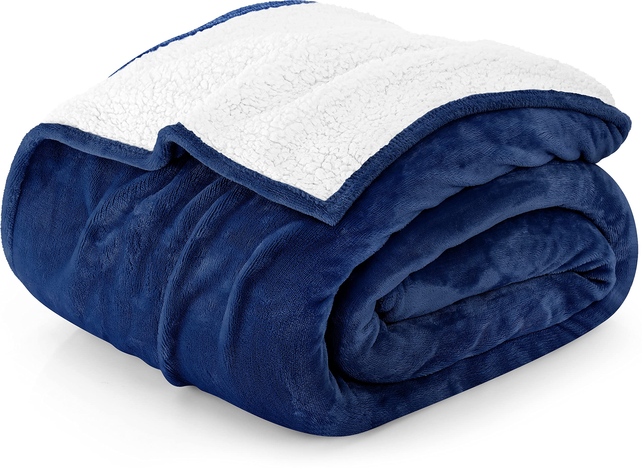 Utopia Bedding Sherpa Bed Blanket Twin Size Navy 480GSM Plush Blanket Fleece Reversible Blanket for Bed and Couch (66x90 Inches) Twin Navy