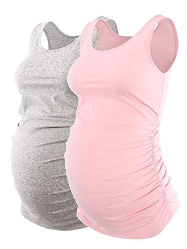 Liu & Qu Maternity Basic Tank Top Mama Clothes Sleeveless Women's Solid Side Ruching Vest