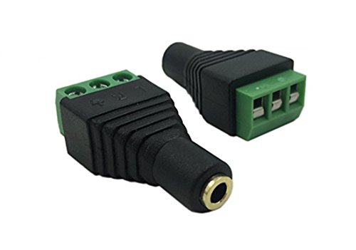 CERRXIAN 3.5mm Stereo Audio Vedio Female to 3 Screw Terminal Female Headphone Balum Converter Adapter (2-Pack)