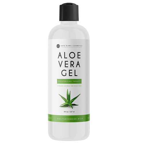 Kate Blanc Cosmetics Aloe Vera Gel for Face and Skin (8 oz) Pure Aloe Vera Gel for Hair Growth. Aloe Gel Great for Sunburn Relief, Burns, Dry Scalp Moisturizer. Made from Organic Aloe Vera Plant