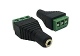 CERRXIAN 3.5mm Stereo Audio Video Female Jack to 3 Screw Terminal Female Headphone Replacement Solderless Balum Converter Adapter (2-Pack)