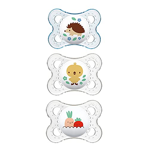 MAM Clear Collection Pacifiers Value Pack (3 Pack), MAM Pacifier 0-6 Months, Baby Pacifiers, Baby Boy, Best Pacifier for Breastfed Babies, Designs May Vary