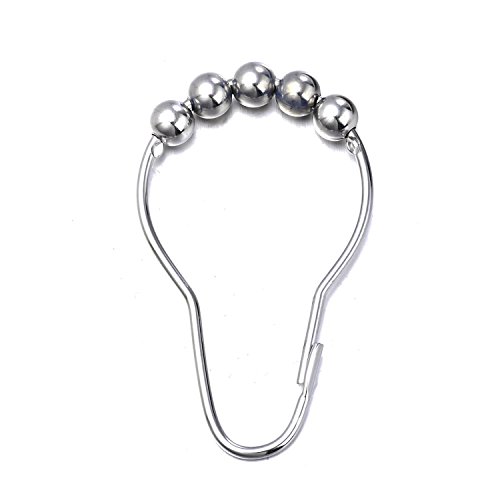 Book Cover LIHAO Closed Style Rustproof Stainless Steel Shower Curtain Rings, Chrome