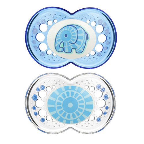 MAM Pacifiers, Baby Pacifier 6+ Months, Best Pacifier for Breastfed Babies, 'Clear' Design Collection, Boy, 2-Count