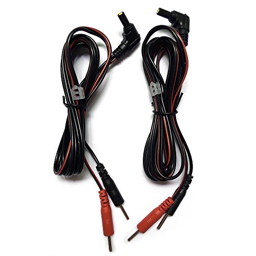 Book Cover 2 Pieces Premium TENS 7000 Replacement Electrode Leads Wires/Cables- 2.35mm Safety-Plug with Standard 2mm Pins Connectors