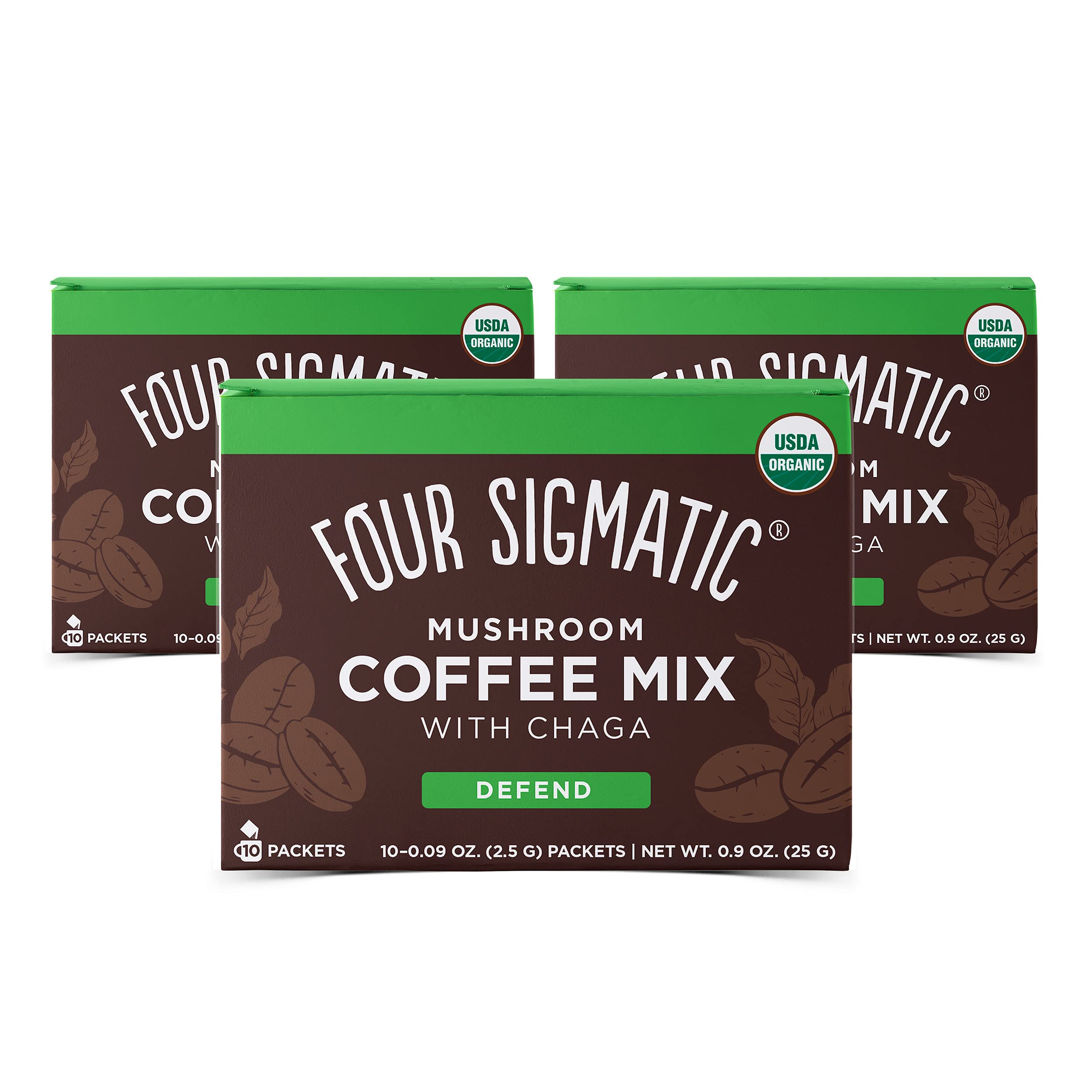 Four Sigmatic Mushroom Coffee Mix Cordyceps and Chaga Pack of 3 (30 Packets Total)