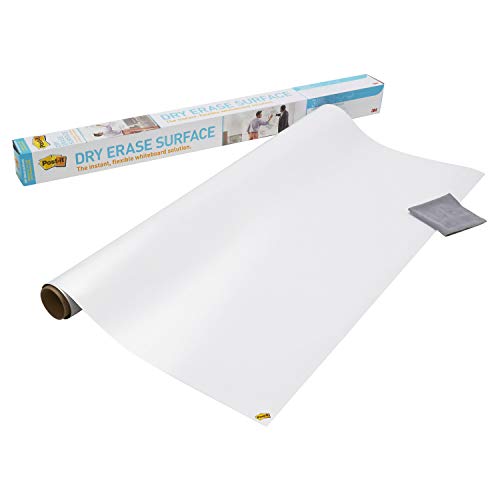 Book Cover Post-it Dry Erase Whiteboard Film Surface for Walls, Doors, Tables, Chalkboards, Whiteboards, and More, Removable, Stain-Proof, Easy Installation, 4 ft x 3 ft Roll (DEF4X3A)