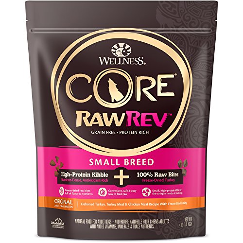 Wellness Core Rawrev Natural Grain Free Small Breed Dry Dog Food, Original Turkey & Chicken With Freeze Dried Turkey, 4-Pound Bag