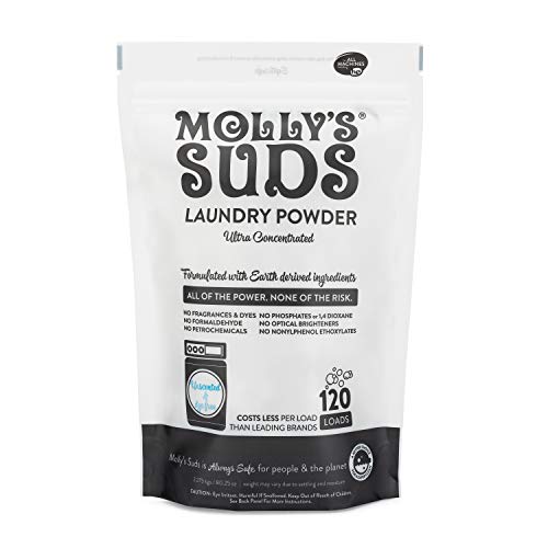 Molly's Suds Original Laundry Detergent Powder | Clean Laundry Detergent Powder for Sensitive Skin | Simple, Effective Ingredients, Stain Fighting | 120 Loads (Unscented)