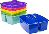 Storex 2-Compartment Large Caddy – Multipurpose Classroom Organizer with Handle, Assorted Colors, 6-Pack (00948E06C)