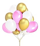 FECEDY Round Balloons Gold Pink White, 12inch 100pcs for Party Decoration