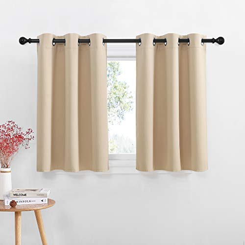 NICETOWN Small Kitchen Windows Curtains - Blackout Functional Thermal Insulated Window Treatment Curtains/Drapes, Home Decoration (Biscotti Beige, 2 Panels, 42W by 36L + 1.2 inches Header)