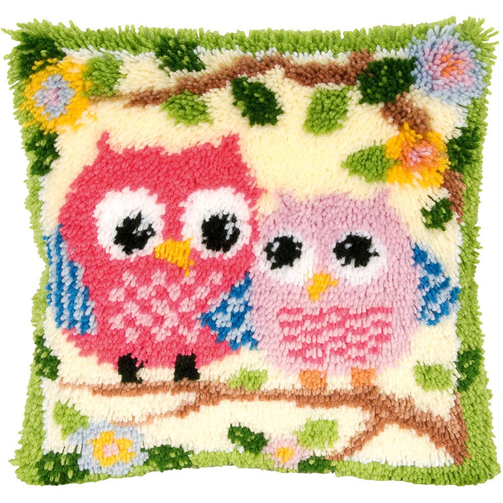 Beyond Your Thoughts Latch Hook Kits Shaggy Craft for DIY Throw Pillow Cover Sofa Cushion Cover Christmas Gift Owl/Dog/Cat/Bear/Bird with Pattern Printed 16X16 inch BZ644 Yellow