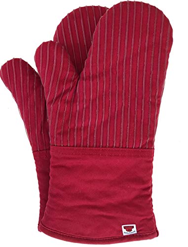 BIG RED HOUSE Oven Mitts, with The Heat Resistance of Silicone and Flexibility of Cotton, Recycled Cotton Infill, Terrycloth Lining, 480 F Heat Resistant Pair Red
