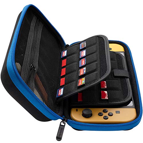 [Updated] ButterFox Carrying Case for Nintendo Switch, 19 Game Card Holders and Large Accessories Pouch - Blue/Black