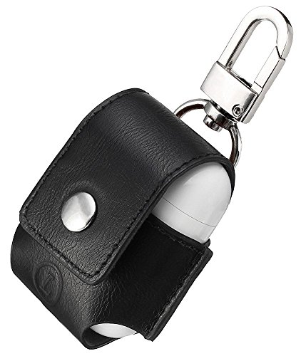 AirPods Case Lunies Anti-Lost Leather Protective Cover Carring Case for Apple AirPods Charging Case Black