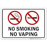 No Smoking No Vaping Sign, 10x7 Inches, Rust Free .040 Aluminum, Fade Resistant, Made in USA