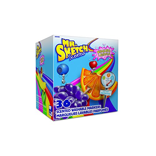 Mr. Sketch 2003992  Scented Washable Markers, Chisel Tip, Assorted Colors, 36 Count