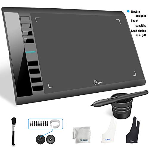 Graphics Drawing Tablet, UGEE M708 10 x 6 inch Large Digital Drawing Pad with 8 Hot Keys 8192 Levels Pen, Graphic Tablets for Computer Graphic Board Creation Sketch for PC/Laptop/Mac OS/Linux/Chrome