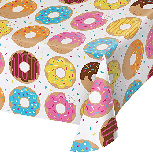 Creative Converting All Over Print Plastic Tablecover, Donut Time - 324230