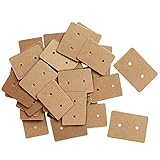G2PLUS 200PCS Earring Display Cards, Kraft Paper Earrings Holder Card, 1.10" x 1.57" Ear Stud Earring Card for Handmade Earrings, Studs Selling and Small Jewelries (Brown)