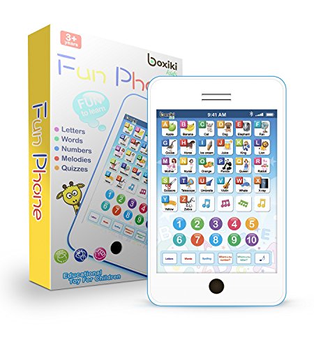 Book Cover Kids Phone - Touch Learning Pad with 6 Games to Learn Letters, Numbers, Music & Words, Learning Toys for 3 Year Old and Up by Boxiki Kids.