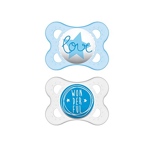 Book Cover MAM Pacifiers, Baby Pacifier 0-6 Months, Best Pacifier for Breastfed Babies, 'Attitude' Design Collection, Boy, 2-Count
