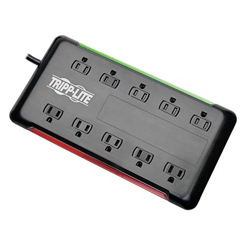 Tripp Lite 10-Outlet Surge Protector Power Strip 6ft Cord 2880 Joules Black $100K Insurance (TLP1006B)