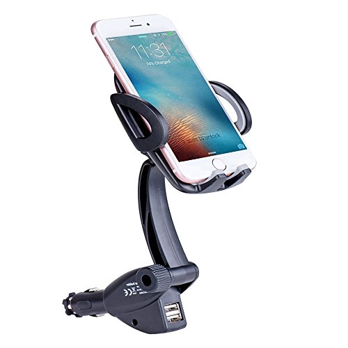 Car Phone Mount Car Phone Holder GPS Car Mount Cell Phone Cradle Mount with Dual USB 3.1A Car Charger Adapter for 3.5-6 Inch Smartphone