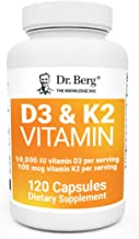 Book Cover Dr. Berg's Vitamin D3 K2 w/ MCT Oil - Includes 10,000 IU of Vitamin D3, 100 mcg MK7 Vitamin K2, Purified Bile Salts, Zinc & Magnesium for Ultimate Absorption - K2 D3 Vitamin Supplement - 120 Capsule