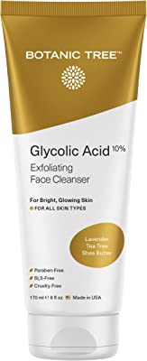 Glycolic Acid Face Wash, Exfoliating Facial Cleanser For Facial Skin Care, Acne Treatment Face Scrub, 10% Glycolic and Salicylic Acid 6 fl. oz - Botanic Tree