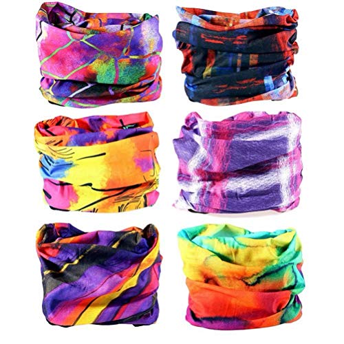 DEMIL 16-in-1 12PCS/6PCS Multifunctional Headwear Yoga Sports Stretchable Casual Headband Seamless Neckwarmer Headwrap Bandana Scarf