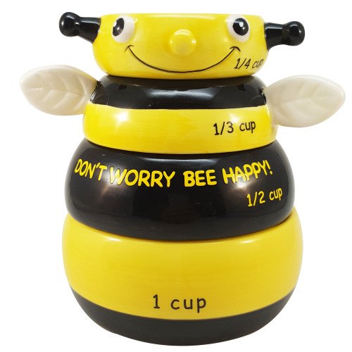 Pacific Giftware Adorable Stackable Bumble Bee Measuring Cup Set of 4 Creative Kitchen Decor