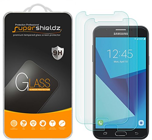 Book Cover (2 Pack) Supershieldz for Samsung Galaxy J7 V and Galaxy J7V (1st Gen SM-J727V) (Verizon) Tempered Glass Screen Protector, 0.33mm, Anti Scratch, Bubble Free