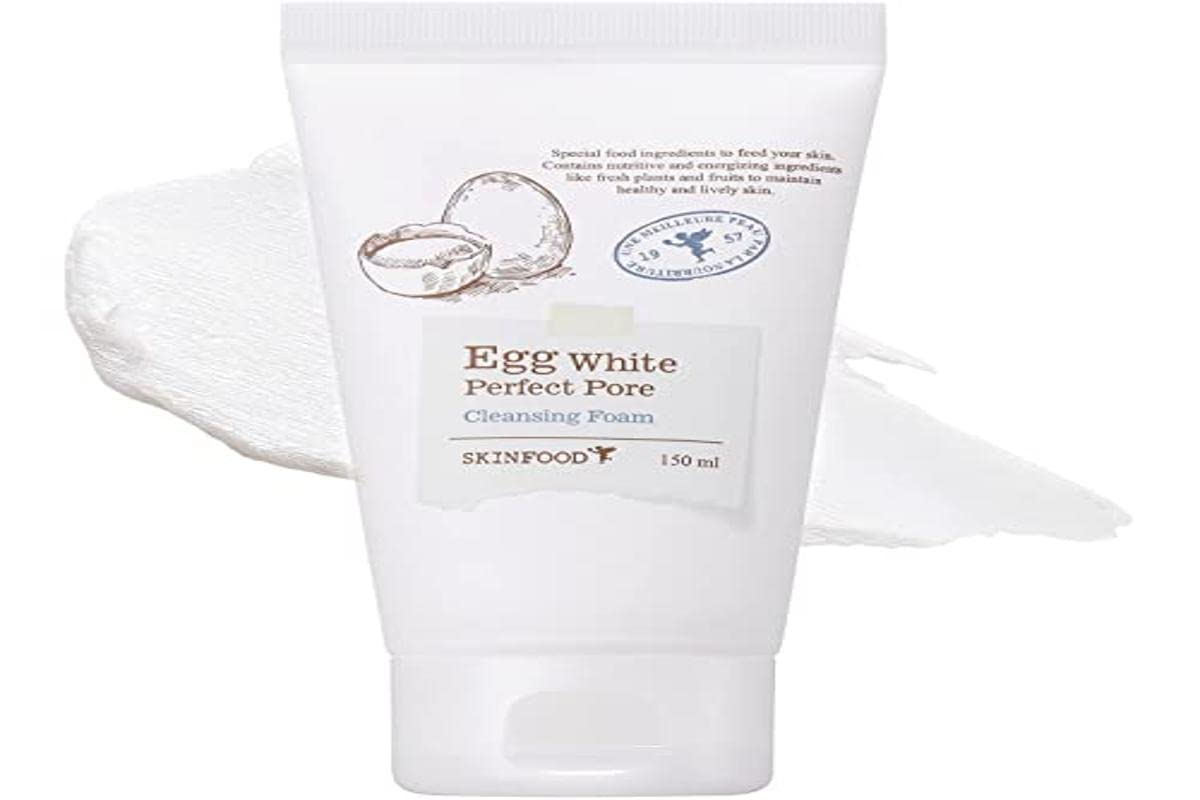 Book Cover SKIN FOOD Egg White Perfect Pore Cleansing Foam 5.07 oz. (150ml) - Egg Yolk, Albumin Contained Pore Refining Facial Foam Cleanser, Removes Impurities from Pores, Skin Smooth and Soft