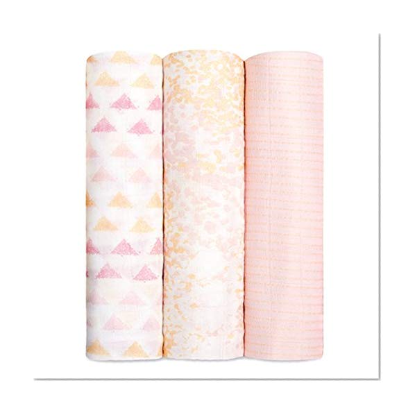 aden + anais maxi-langes silky soft, 100% viscose de bambou, 120cm x 120cm, pack de 3, metallic primrose birch