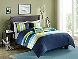Comfort Spaces Casual Comforter Set Sporty Design, Vibrant Color, Active Lifestyle Boys Bedroom Décor, All Season Soft Microfiber Bedding Set, Decorative Pillow, Sham Navy/Blue Queen 4 Piece