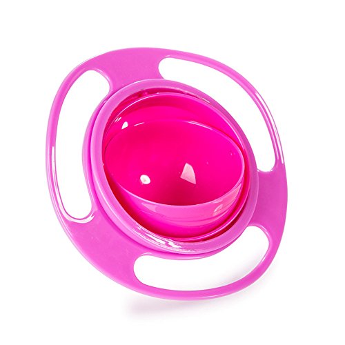 Spill Resistant Gyro Bowl with Lid for Kids, Spill Resistant Kids Gyroscopic Non Spill Feeding 360 Degree Rotating Bowl Avoid Food Spilling by Pixco(Red)