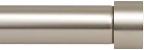 Book Cover Ivilon Drapery Window Curtain Rod - End Cap Style Design 1 Inch Pole. 48 to 86 Inch Color Satin Nickel