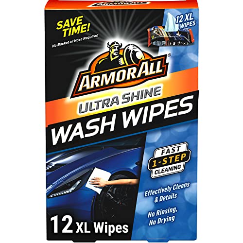 Armor All Car Wash Wipes - Interior Cleaner for Cars & Truck & Motorcycle, Ultra Shine, 12 Count, 18240