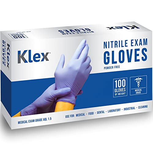 Klex Nitrile Exam Gloves - Medical Grade, Powder Free, Rubber Latex Free, Disposable Examination Grade Glove, Food Safe, Lavender M Medium, 10 Box of 100, 1000 Count