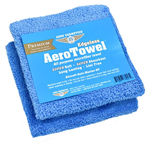 Book Cover Aero Cosmetics Premium Edgeless Microfiber Towels (2-Pack) Super Soft, Super Absorbent, Long Lasting, Lint Free for waterless car wash and Wet Washing!