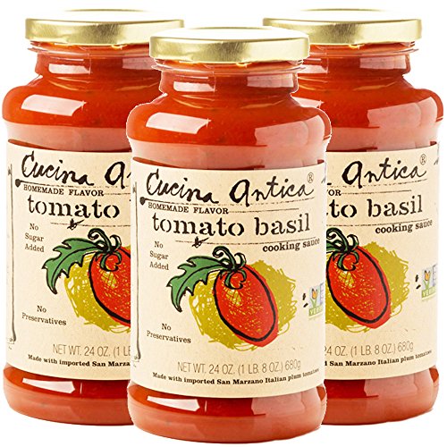 Cucina Antica - Tomato Basil Pasta Sauce - 24 Ounce,3 Count - Non GMO, Whole 30 Approved, Gluten Free