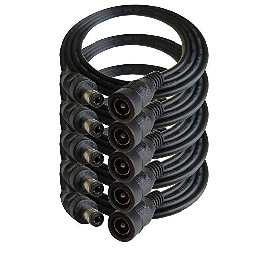 DZYDZR 5pcs 1 Meter 2.1mm x 5.5mm DC 12V Adapter Cable DC Plug Extension Cable Male to Female Black, for LED, CCTV, Car, Monitors, and More (3.3ft)