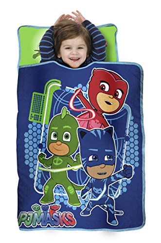 PJ Masks All Shout Horray Toddler Nap Mat - Includes Pillow and Fleece Blanket â€“ Great for Boys and Girls Napping at Daycare, Preschool, Or Kindergarten - Fits Sleeping Toddlers and Young Children